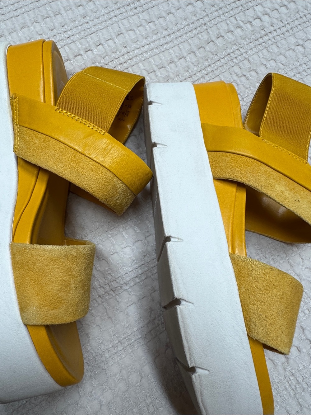 Franco Sarto Yellow Suede Strap Platform Sandals - Picture 5 of 7